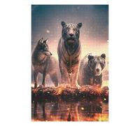 Decorative Jigsaw Puzzle for Adults, Wild Trio Wolf, Tiger, Bear, 1000 PCS