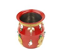Decorative Kalash Lota Handpainted Steel Kalash Indian Traditional Navratri Festival Decoration Wedding Decor Pooja Item Home Temple Puja Ritual Housewarming Stainless Steel Lota(Size:-4")