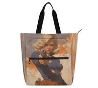 Decorative Kids Cutote Bags for Kids Women Men, Mysterious Blonde Future Warrior Sturdy Teacher Tote Bags Handbags with Inner Pockets for School Work Travel Rainbow bolsa para llevar libros