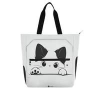 Decorative Kids Tote Bag Piano Book Bag for Boys Girls Adults, White Black Cat Waterproof Child Book Tote Resuable Grocery Bag Handbag for School Shopping Beach Rainbow para guardar libros