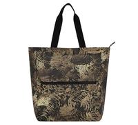 Decorative Kids Tote Bag Piano Book Bag for Boys Girls Women, Black and Gold Irregular Pattern Lightweight School Beach Bag Shopping Bag with Zipper for School Shopping Travel Rainbow de tela