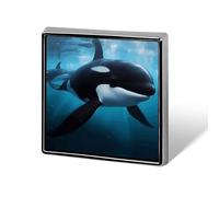 Decorative Killer Whale Brooch Pin Fashion Lapel Pins for Women Men Lapel Badge Funny Brooches for Suits Clothing Jackets Hats Backpacks Purses Bag Accessories-Square