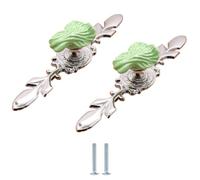 Decorative Knobs 2Pcs Green Cabinet Wardrobe Shoe Cabinet Door Pulls Zinc Alloy Single Hole Knobs Cabbage Large