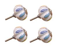 Decorative Knobs 4Pcs Ceramic Single Hole Knobs Retro Drawer Cabinet Wardrobe Shoe Cabinet Door Pulls No. 4 Poplar
