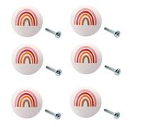 Decorative Knobs 6Pcs Ceramic Drawer Pulls Cabinet Door Wardrobe Handles Pink Solid Line Rainbow