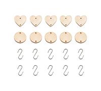 Decorative Labels 100pcs Unfinished Wooden Pieces Heart Round Wood Slices with Hole 100pcs S Hook Graffiti Reminder Calendar DIY Craft Wall Hanging Decoration Heart Pendant