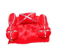 Decorative Laddu assan Gaddi Takiya Set Gadi Set for Bal gopal Laddu Gopal Ji Velvet Mattress Cushion Gadda Ladoo Gopal Dress Asan Traditional Janmashtami Festival Decor(Size:-9"X7")(Red)