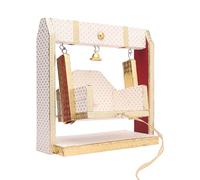 Decorative Laddu Gopal Jhula Wooden Handcrafted Velvet with Golden Work Jhula for Bal Gopal Idol/Krishna Jhula/Jhoola/Laddu Gopal for Home Temple janmashtmi Decor(Height Size:-8 Inches)(White)