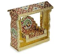 Decorative Laddu Gopal Jhula Wooden Handcrafted Velvet with Golden Work Jhula for Bal Gopal Idol/Krishna Jhula/Jhoola/Laddu Gopal for janmashtami Home Temple Decor(Height Size:-9 Inches)(Multicolour)