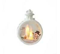 Decorative lantern for Christmas with vintage design and flameless candle light, perfect for creating safe, warm ambiance in holiday settings (Snowman White)
