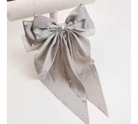 Decorative Large Hair Bows with scattered Pearl Embellishments (Grey)