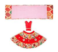 Decorative Laxmi Durga Devi MATA Dress poshak vastra Indian traditional Cloth lehanga Chunari Pooja Item for Idol Statue for Indian Traditional Navratri Festival Temple(Size:-7")(Red with Multicolor)