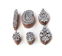 Decorative Leaf and Paisley Pattern Wood Block Print Stamps (Set of 6)