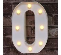 Decorative Led Light Up Number Letters, White Plastic Marquee Number Lights Sign for Birthday Party Wedding Home Bar Christmas Decor Battery Operated, Number 0