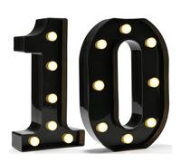 Decorative LED Light Up Numbers, 10th Birthday Decorations for Teen Girls Boys, Black Marquee Numbers 10 Sign for Boys Girls Gift Party Backdrop 10th Wedding Anniversary Decor, Number 10