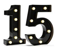 Decorative LED Light Up Numbers, 15th Birthday Decorations for Teen Girls Boys, Black Marquee Numbers 15 Sign for Boys Girls Gift Party Backdrop 15th Wedding Anniversary Decor, Number 15