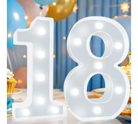 Decorative LED Light Up Numbers, 18th Birthday Decoration for Her Him, Cool White Marquee Numbers 18 Sign for Her Him Gift Party Backdrop 18th Wedding Anniversary Decor, Number 18