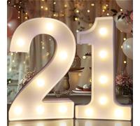 Decorative LED Light Up Numbers, 21st Birthday Decoration for Her Him, Marquee Number 21 Sign for Party Backdrop Wall Decor 21st Wedding Anniversary, 21 Birthday Centerpieces Table Decor, Number 21