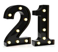 Decorative LED Light Up Numbers, 21st Birthday Decorations for Her Him, Black Marquee Numbers 21 Sign for Her Him Gift Party Backdrop 21st Wedding Anniversary Decor, Number 21