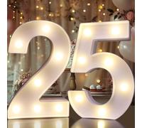 Decorative LED Light Up Numbers, 25th Birthday Decoration for Her Him, Marquee Number 25 Sign for Party Backdrop Wall Decor 25th Wedding Anniversary, 25 Birthday Centerpieces Table Decor, Number 25