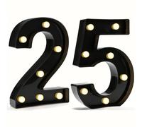Decorative LED Light Up Numbers, 25th Birthday Decorations for Her Him, Black Marquee Numbers 25 Sign for Her Him Gift Party Backdrop 25th Wedding Anniversary Decor, Number 25