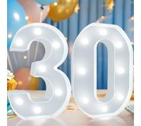 Decorative LED Light Up Numbers, 30th Birthday Decoration for Her Him, Cool White Marquee Numbers 30 Sign for Her Him Gift Party Backdrop 30th Wedding Anniversary Decor, Number 30