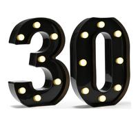 Decorative LED Light Up Numbers, 30th Birthday Decorations for Her Him, Black Marquee Numbers 30 Sign for Her Him Gift Party Backdrop 30th Wedding Anniversary Decor, Number 30