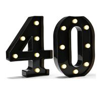 Decorative LED Light Up Numbers, 40th Birthday Decorations for Women Men, Black Marquee Numbers 40 Sign for Her Him Gift Party Backdrop 40th Wedding Anniversary Decor, Number 40