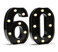 Decorative LED Light Up Numbers, 60th Birthday Decorations for Women Men, Black Marquee Numbers 60 Sign for Her Him Gift Party Backdrop 60th Wedding Anniversary Decor, Number 60