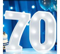 Decorative LED Light Up Numbers, 70th Birthday Decoration for Woman Man, Cool White Marquee Numbers 70 Sign for Her Him Gift Party Backdrop 70th Wedding Anniversary Decor, Number 70