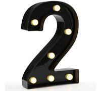 Decorative LED Light Up Numbers, Black Marquee Number with Warm White Lights for 2nd Birthday Decorations, Lighted Numbers for Girls Boys Gifts Party Backdrop Wedding Anniversary Decor, Number 2