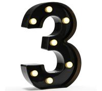 Decorative LED Light Up Numbers, Black Marquee Number with Warm White Lights for 3rd Birthday Decorations, Lighted Numbers for Girls Boys Gifts Party Backdrop Wedding Anniversary Decor, Number 3