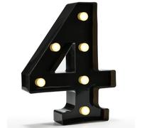 Decorative LED Light Up Numbers, Black Marquee Number with Warm White Lights for 4th Birthday Decorations, Lighted Numbers for Girls Boys Gifts Party Backdrop Wedding Anniversary Decor, Number 4