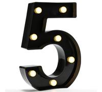 Decorative LED Light Up Numbers, Black Marquee Number with Warm White Lights for 5th Birthday Decorations, Lighted Numbers for Girls Boys Gifts Party Backdrop Wedding Anniversary Decor, Number 5