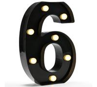 Decorative LED Light Up Numbers, Black Marquee Number with Warm White Lights for 6th Birthday Decoration, Lighted Numbers for Girls Boys Gifts Party Backdrop Wedding Anniversary Decor, Number 6