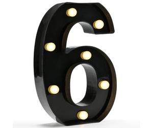 Decorative LED Light Up Numbers, Black Marquee Number with Warm White Lights for 6th Birthday Decoration, Lighted Numbers for Girls Boys Gifts Party Backdrop Wedding Anniversary Decor, Number 6
