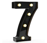 Decorative LED Light Up Numbers, Black Marquee Number with Warm White Lights for 7th Birthday Decorations, Lighted Numbers for Girls Boys Gifts Party Backdrop Wedding Anniversary Decor, Number 7