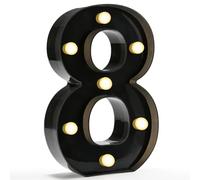 Decorative LED Light Up Numbers, Black Marquee Number with Warm White Lights for 8th Birthday Decorations, Lighted Numbers for Girls Boys Gifts Party Backdrop Wedding Anniversary Decor, Number 8