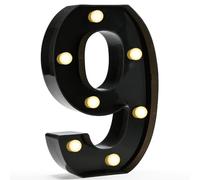 Decorative LED Light Up Numbers, Black Marquee Number with Warm White Lights for 9th Birthday Decorations, Lighted Numbers for Girls Boys Gifts Party Backdrop Wedding Anniversary Decor, Number 9