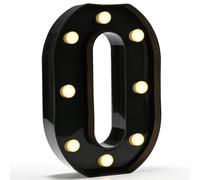 Decorative LED Light Up Numbers, Black Marquee Number with Warm White Lights for Her Him Birthday Decorations, Lighted Numbers for Girls Boys Gifts Party Backdrop Wedding Anniversary Decor, Number 0