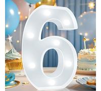 Decorative LED Light Up Numbers, Cool White Marquee Number for 6th Birthday Decoration, Lighted Numbers for Girls Boys Gifts Party Backdrop Wedding Anniversary Decor, Number 6