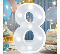 Decorative LED Light Up Numbers, Cool White Marquee Number for 8th Birthday Decoration, Lighted Numbers for Girls Boys Gifts Party Backdrop Wedding Anniversary Decor, Number 8