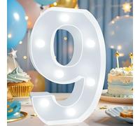 Decorative LED Light Up Numbers, Cool White Marquee Number for 9th Birthday Decoration, Lighted Numbers for Girls Boys Gifts Party Backdrop Wedding Anniversary Decor, Number 9