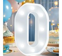 Decorative LED Light Up Numbers, Cool White Marquee Number for Birthday Decoration, Lighted Numbers for Girls Boys Gifts Party Backdrop Wedding Anniversary Decor, Number 0