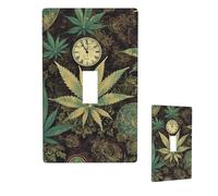 Decorative Light Switch Cover 1 Gang Wall Plate Cover,A Puff In Time Weed Marijuana Single Toggle Wall Plate Electrical Switchplate Receptacle Faceplate For Home Bedroom Art Decor 4.5" X 2.76"