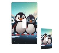 Decorative Light Switch Cover 1 Gang Wall Plate Cover,Five Cute Penguins Single Toggle Wall Plate Electrical Switchplate Receptacle Faceplate For Home Bedroom Art Decor 4.5" X 2.76"