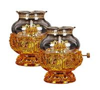 Decorative Lighting 2PCS Classic Oil Lamp Emergency Light for Home Power Failure Crystal Glass Butter Lotus Light Holder Oil Lantern Dining Table Kerosene Lamp Height 5.31"
