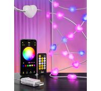 Decorative Lights, 22.9 FT 100 RGB LED Heart String Lights,USB-Powered Fairy Lights with Transparent Twisted Wire,Remote and APP Control,Smart LED Lighting Decor for Door,Window,Wall,Garden,Party
