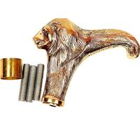 Decorative Lion Head Walking Cane Handle, Gold-Tone Metal, Vintage Style