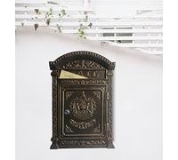 Decorative Lock Mailbox Outdoor - Metal Wall-Mounted Mailbox - Vintage Cast Iron Locking Mailbox